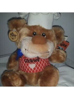 Vtg RUSS LOVE PETS 'Let's Get Cooking' plush bear dog Chef spoon hat ear TAGS!